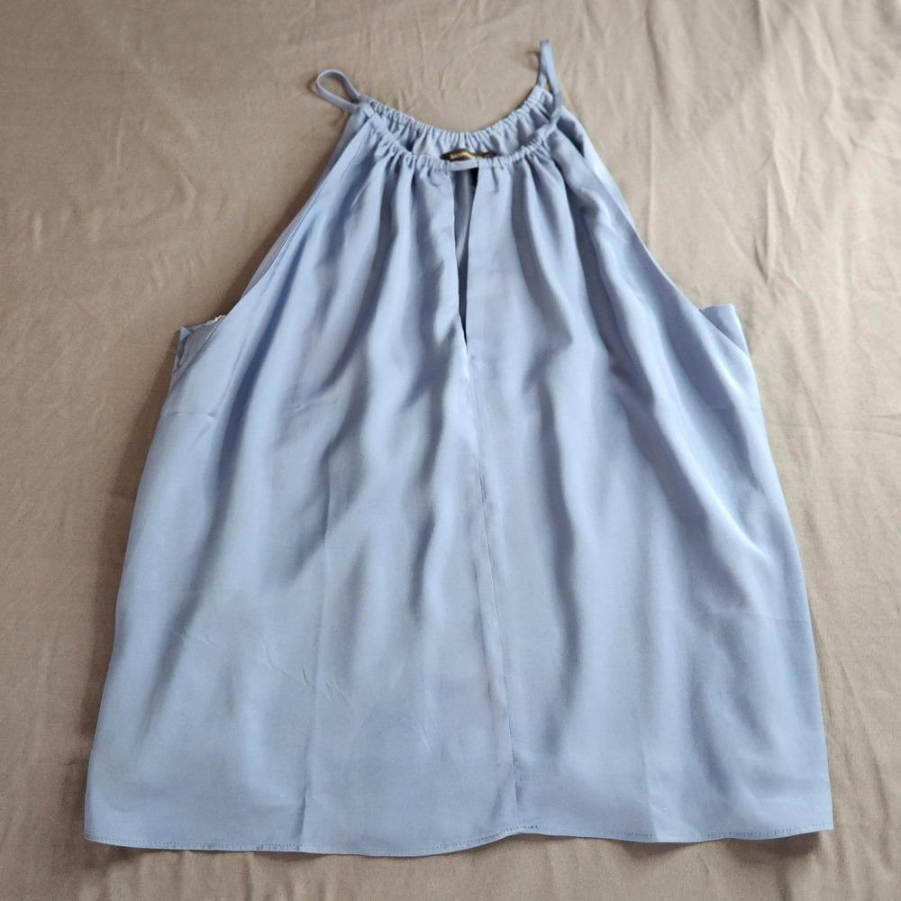 Banana Republic Dusty Blue Halter Top Blouse, lined, MEDIUM, see description
